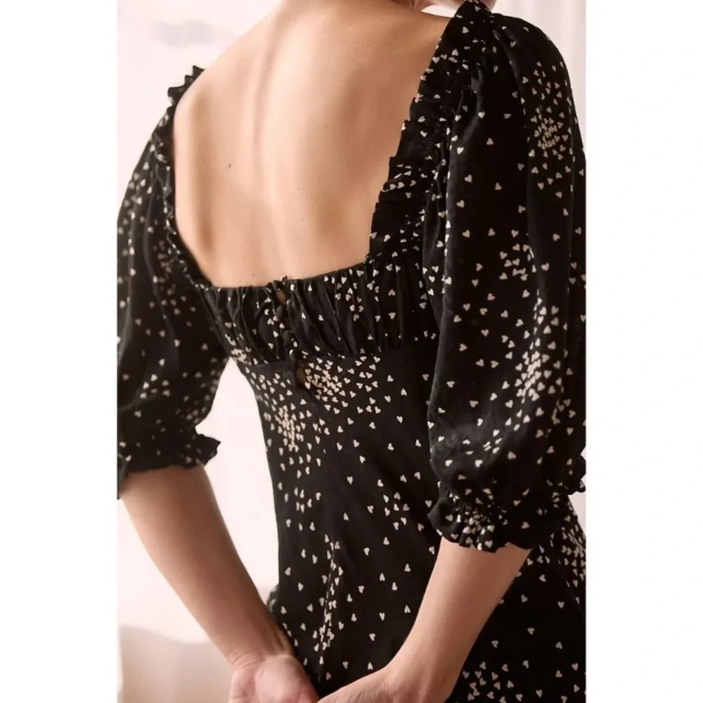 Anthropologie Heart Starburst Puff Sleeve Juliet Mini Dress NWOT - Picture 11 of 13